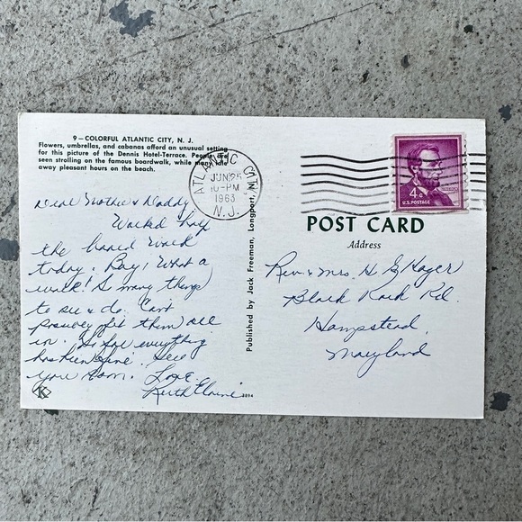 Dennis Hotel Terrace Boardwalk Scene - Atlantic City New Jersey Postcard - Picture 4 of 4